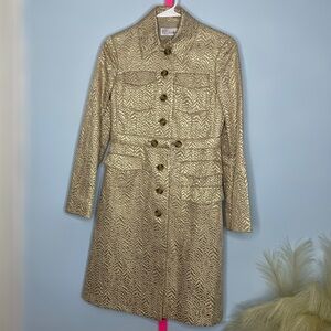 Red Valentino Gold Brocade Trench Coat size 4